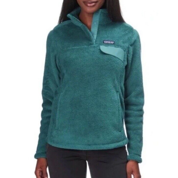 Patagonia Re-Tool Snap-T Deep Pile Fleece Pullover Turquoise Teal Women's Small - Picture 1 of 6